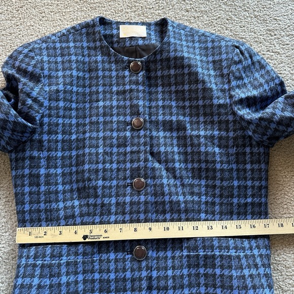 VTG Pendleton Blazer  Jacket Women Sz 10 Houndstooth 100% Pure Virgin Wool‎ Blue - Picture 13 of 15